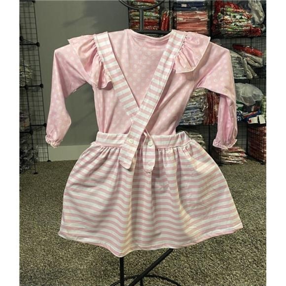 New Pink & White Embroidered Santa 2-Piece Christmas Dress w/Long Sleeve Shirt - Picture 5 of 5